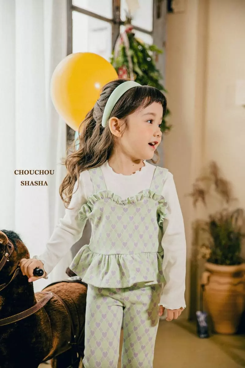 Chouchou Shasha - Korean Children Fashion - #childofig - Heart Top Bottom Set - 2