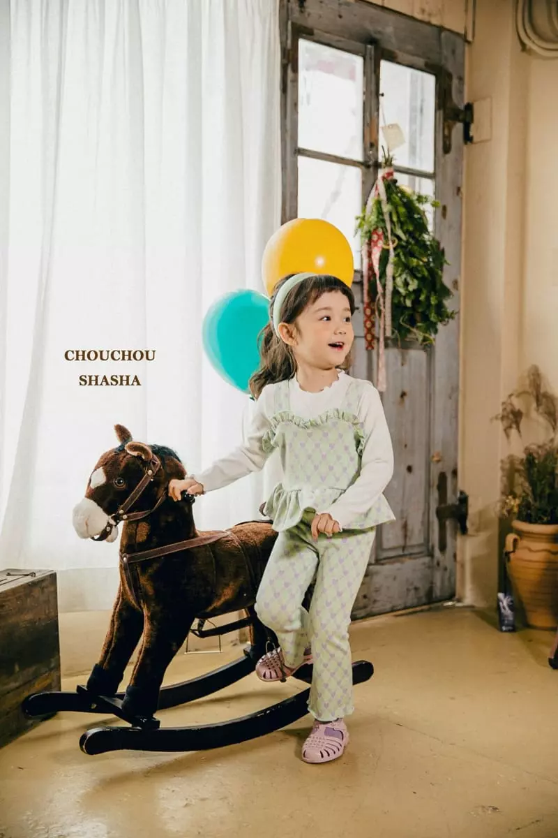 Chouchou Shasha - Korean Children Fashion - #childrensboutique - Heart Top Bottom Set - 4