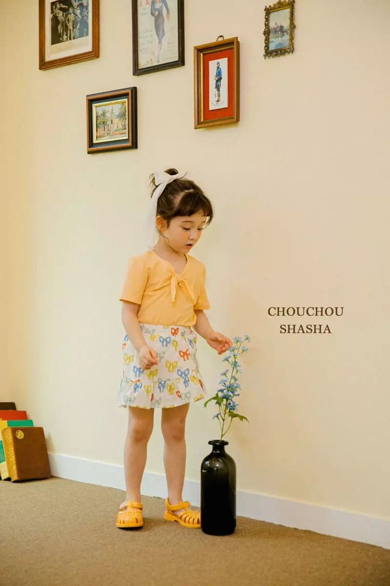 Chouchou Shasha - Korean Children Fashion - #kidsshorts - Ribbon Tee - 7