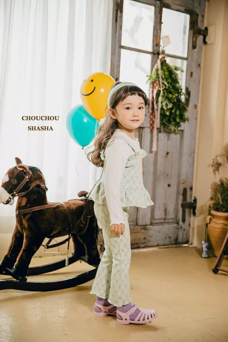 Chouchou Shasha - Korean Children Fashion - #kidsstore - Heart Top Bottom Set - 8