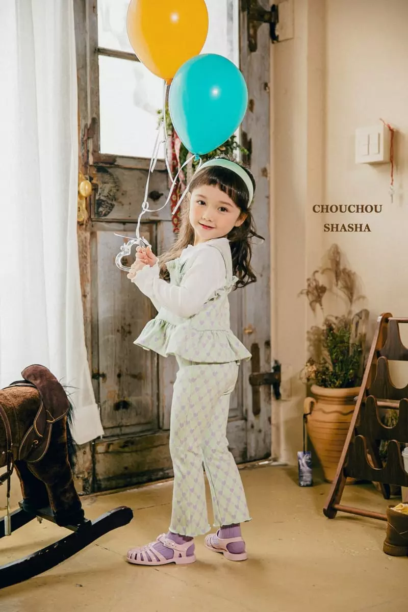 Chouchou Shasha - Korean Children Fashion - #littlefashionista - Heart Top Bottom Set - 11