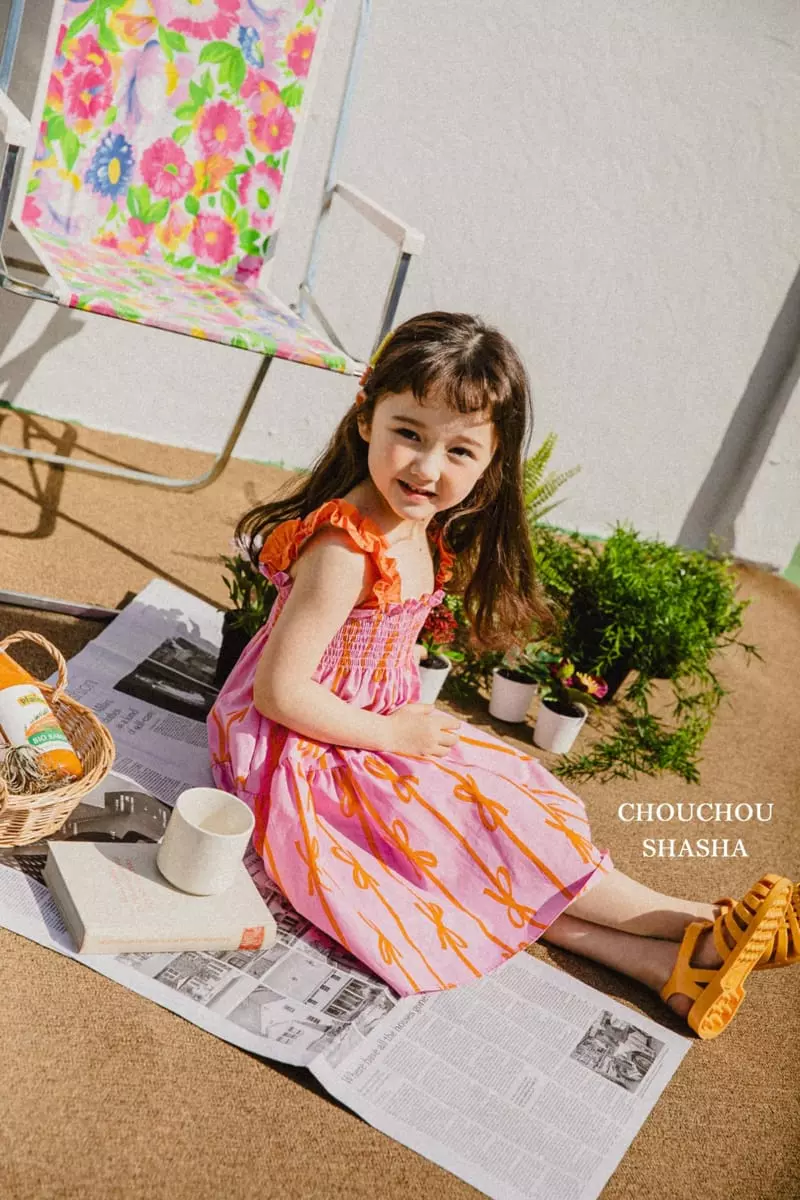 Chouchou Shasha - Korean Children Fashion - #stylishchildhood - Ribbon One-piece - 5