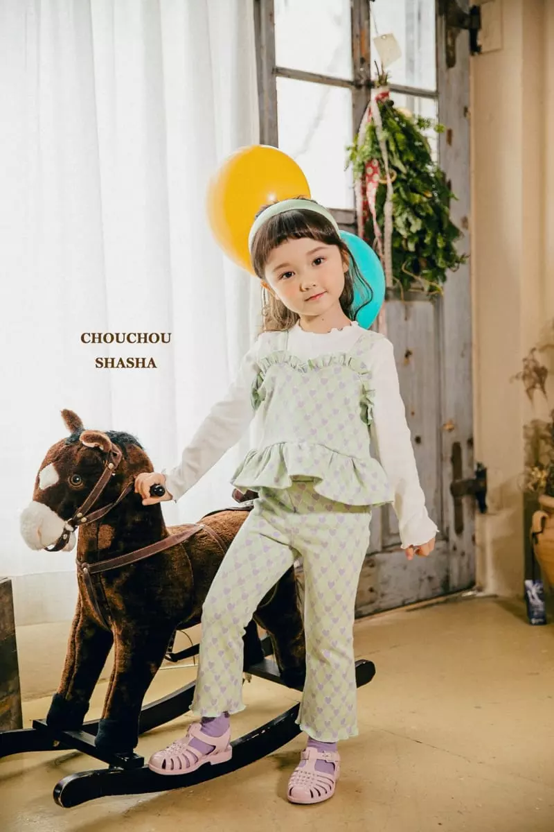 Chouchou Shasha - Korean Children Fashion - #stylishchildhood - Heart Top Bottom Set