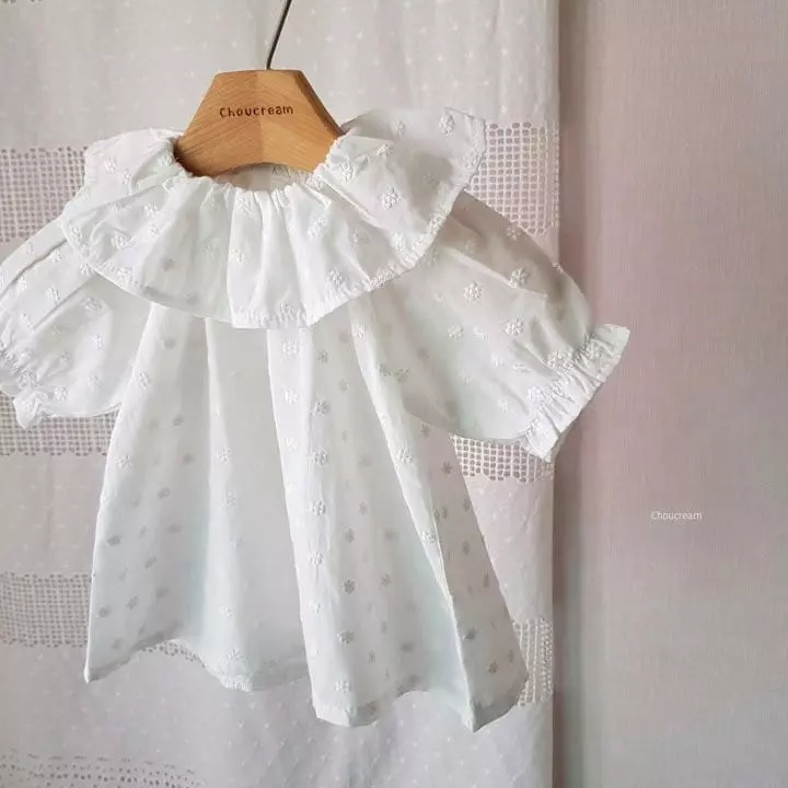 Choucream - Korean Baby Fashion - #babyboutique - Flower Embroidery Frill Blouse - 10