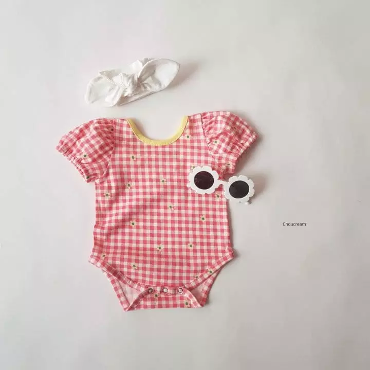 Choucream - Korean Baby Fashion - #babyboutique - Check Ballet Bodysuit