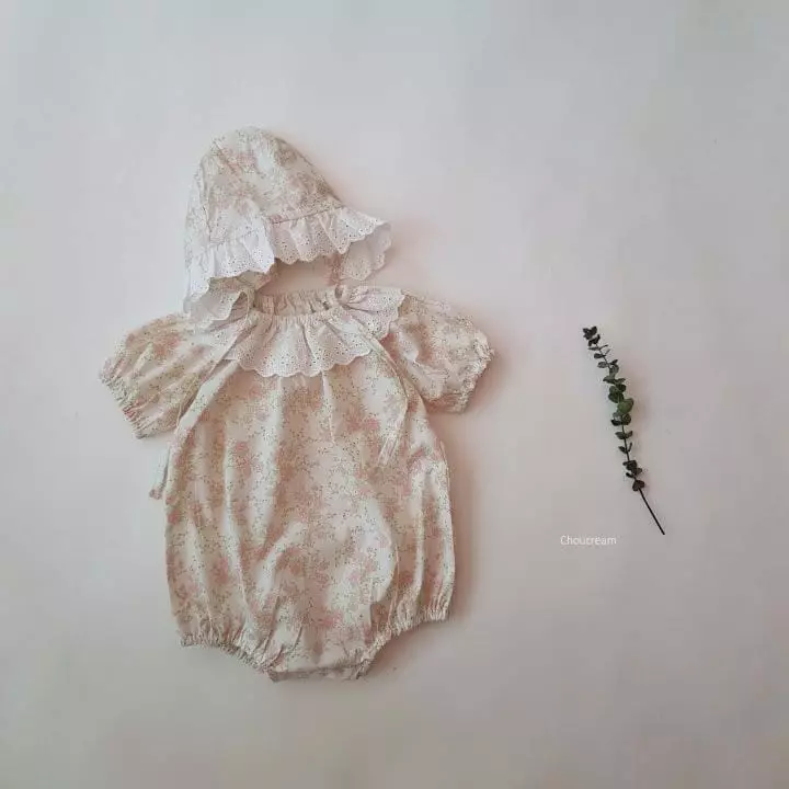 Choucream - Korean Baby Fashion - #babyboutique - Rose Bonnet Bodysuit