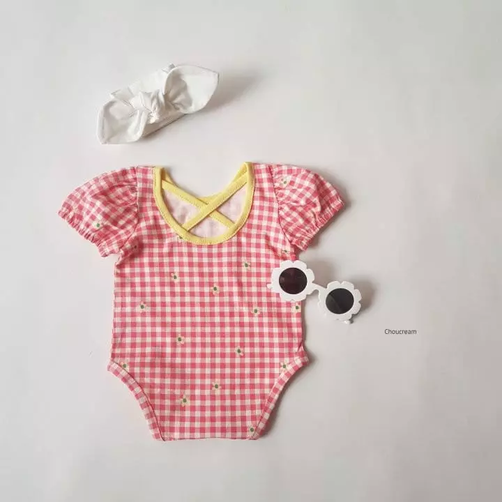 Choucream - Korean Baby Fashion - #babyboutiqueclothing - Check Ballet Bodysuit - 2