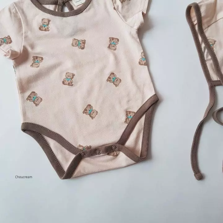 Choucream - Korean Baby Fashion - #babyclothing - Baby Bear Bonnet Bodysuit - 7