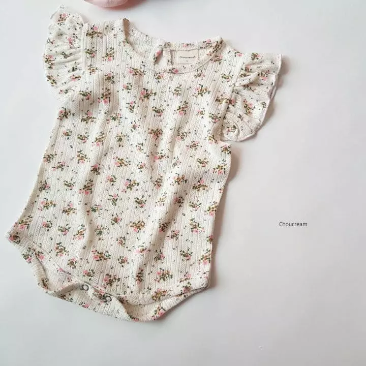 Choucream - Korean Baby Fashion - #babyboutiqueclothing - Eyelet Flower Bodysuit - 4
