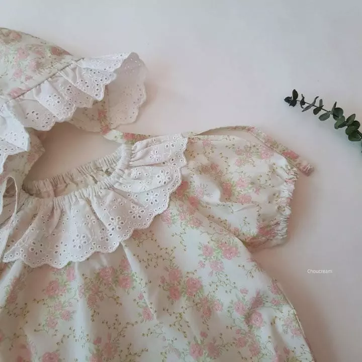 Choucream - Korean Baby Fashion - #babyfashion - Rose Bonnet Bodysuit - 5