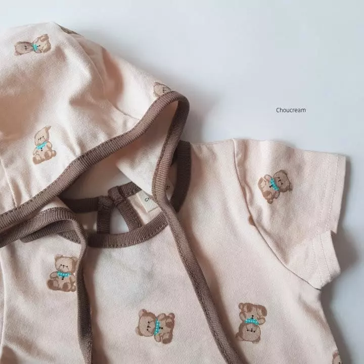Choucream - Korean Baby Fashion - #babyfever - Baby Bear Bonnet Bodysuit - 9