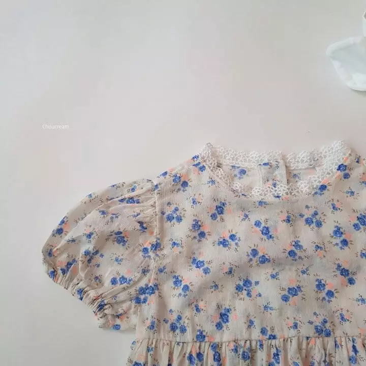 Choucream - Korean Baby Fashion - #babygirlfashion - Blue Rose Bodysuit - 2
