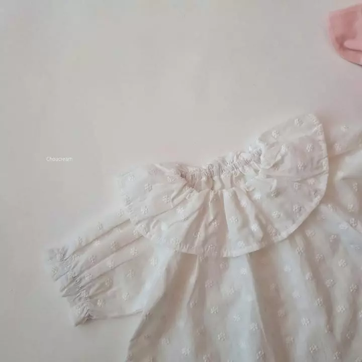 Choucream - Korean Baby Fashion - #babylifestyle - Flower Embroidery Frill Blouse