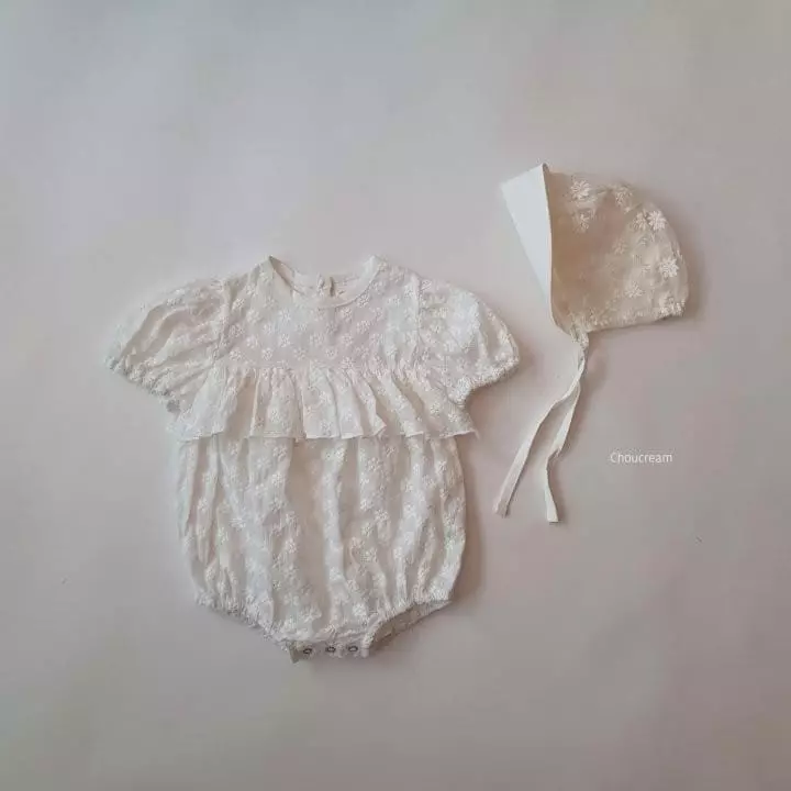 Choucream - Korean Baby Fashion - #babylifestyle - Embroidery Lace Bodysuit - 2