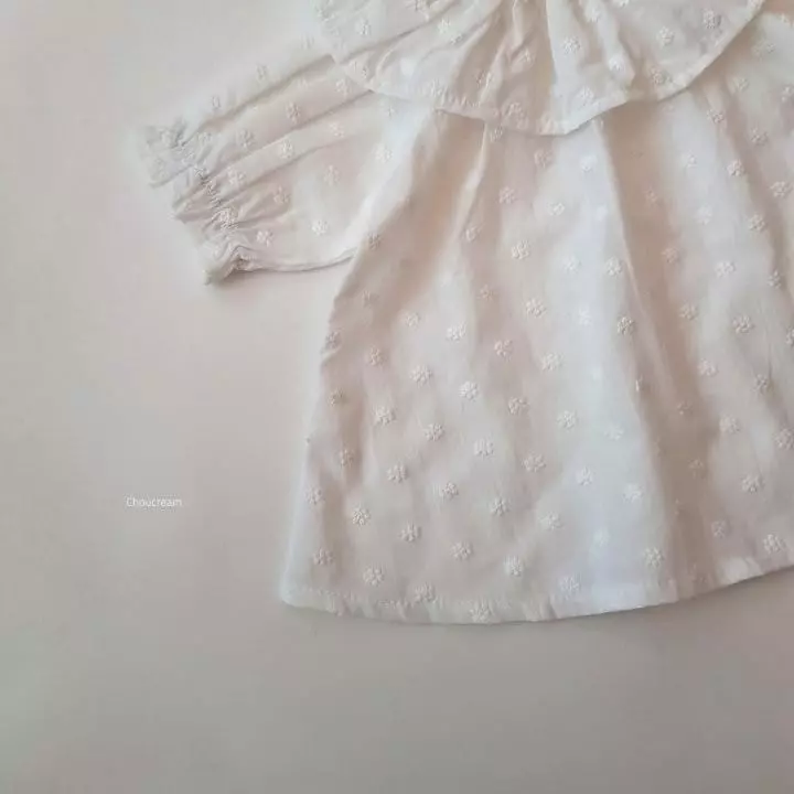 Choucream - Korean Baby Fashion - #babyoninstagram - Flower Embroidery Frill Blouse - 2