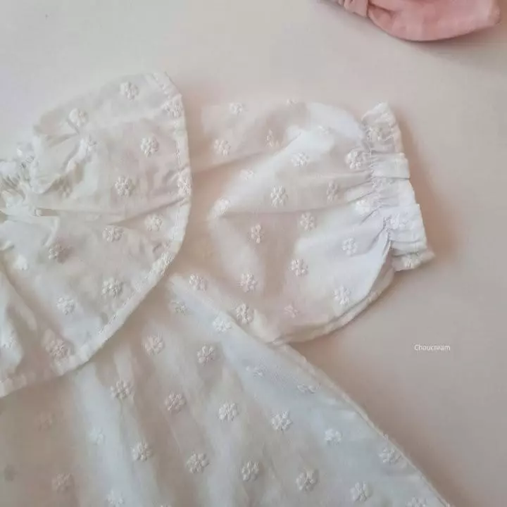 Choucream - Korean Baby Fashion - #babyootd - Flower Embroidery Frill Blouse - 3