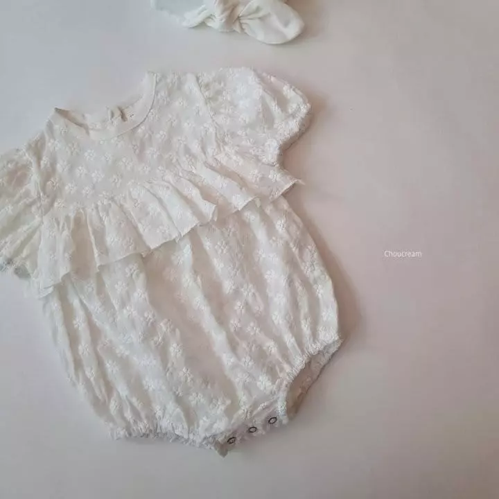 Choucream - Korean Baby Fashion - #babyoninstagram - Embroidery Lace Bodysuit - 4