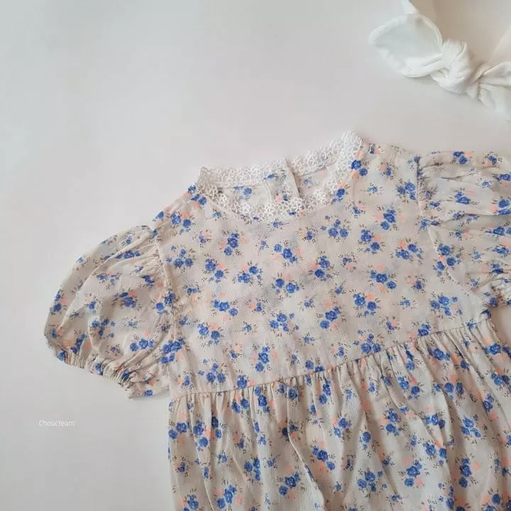 Choucream - Korean Baby Fashion - #babyoutfit - Blue Rose Bodysuit - 7
