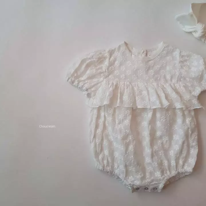 Choucream - Korean Baby Fashion - #babyoutfit - Embroidery Lace Bodysuit - 6