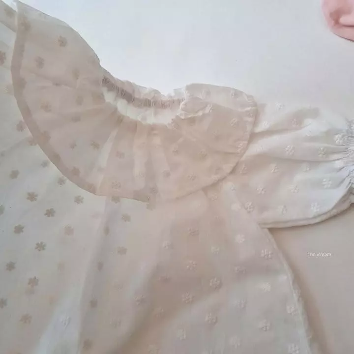 Choucream - Korean Baby Fashion - #onlinebabyboutique - Flower Embroidery Frill Blouse - 7