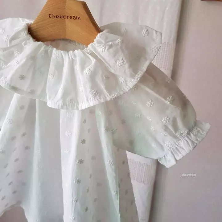 Choucream - Korean Baby Fashion - #smilingbaby - Flower Embroidery Frill Blouse - 9