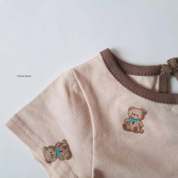 Choucream - Korean Baby Fashion - #onlinebabyshop - Baby Bear Bonnet Bodysuit - 4