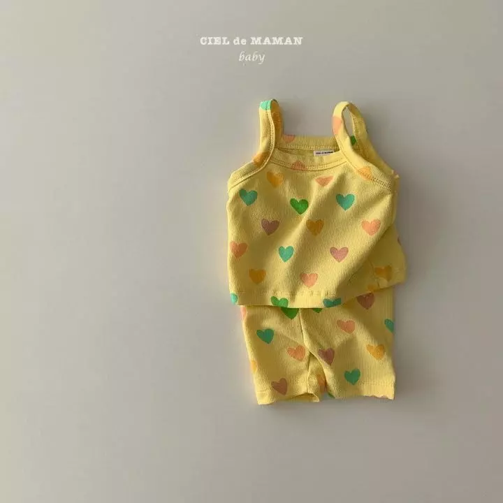 Ciel De Maman - Korean Baby Fashion - #babyfashion - Heart Sleevelss Top Bottom Set - 2