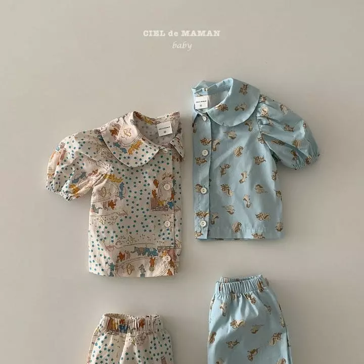 Ciel De Maman - Korean Baby Fashion - #babyfever - Dong Car Animal Top Bottom Set