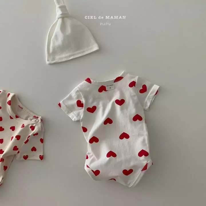 Ciel De Maman - Korean Baby Fashion - #babyfever - Heart Bodysuit - 3