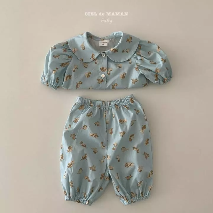 Ciel De Maman - Korean Baby Fashion - #babygirlfashion - Dong Car Animal Top Bottom Set - 2