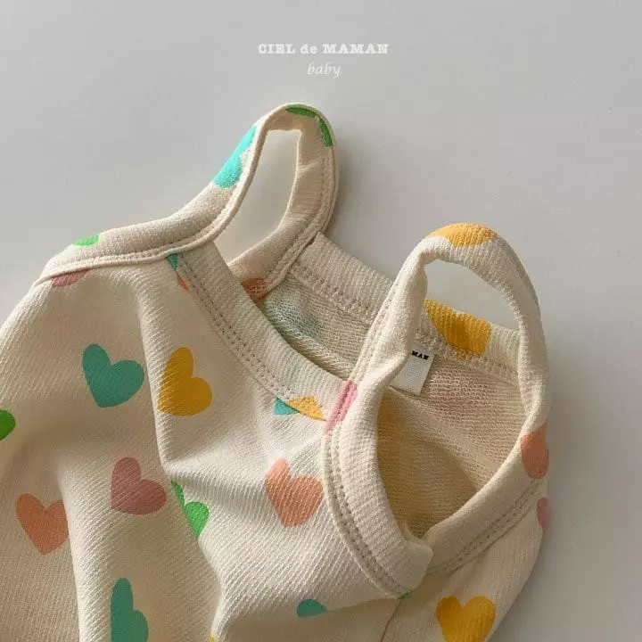 Ciel De Maman - Korean Baby Fashion - #babyoninstagram - Heart Sleevelss Top Bottom Set - 6