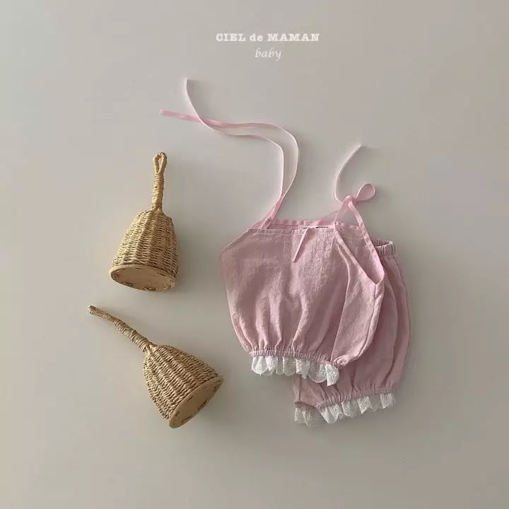 Ciel De Maman - Korean Baby Fashion - #babyoninstagram - Balloon Lace Sleeveless Top Bottom Set - 3