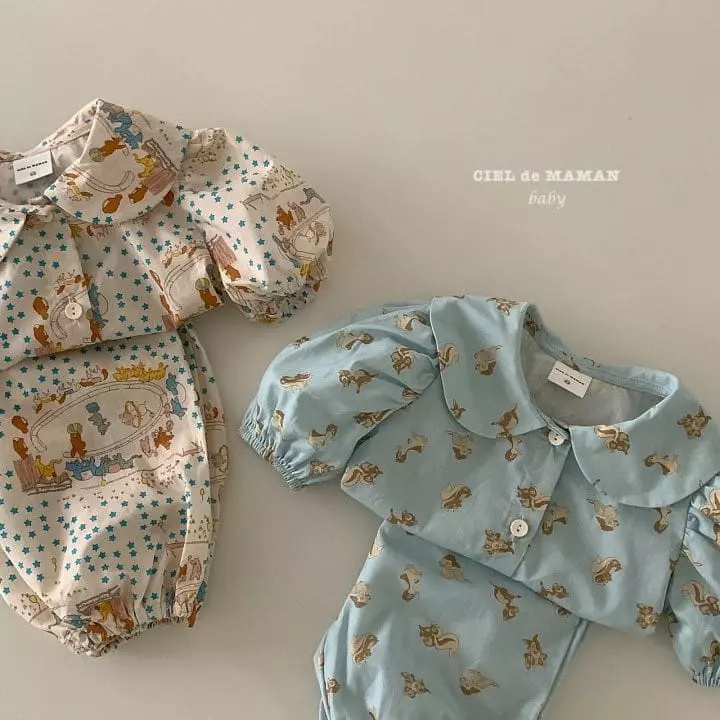 Ciel De Maman - Korean Baby Fashion - #babyootd - Dong Car Animal Top Bottom Set - 5