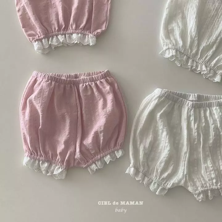 Ciel De Maman - Korean Baby Fashion - #babyoninstagram - Balloon Lace Sleeveless Top Bottom Set - 4