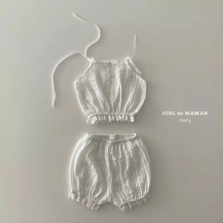 Ciel De Maman - Korean Baby Fashion - #babyoutfit - Balloon Lace Sleeveless Top Bottom Set - 5