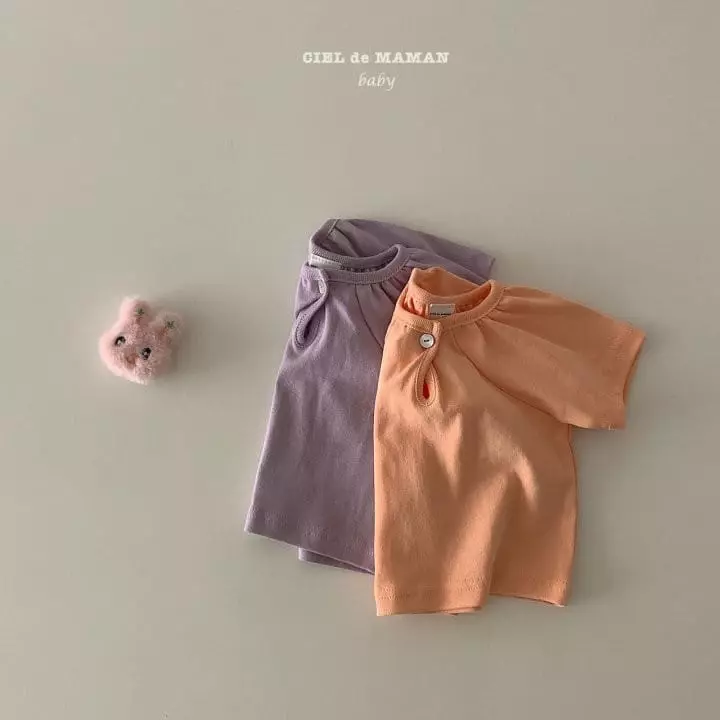 Ciel De Maman - Korean Baby Fashion - #babyoutfit - Button Shirring Tee