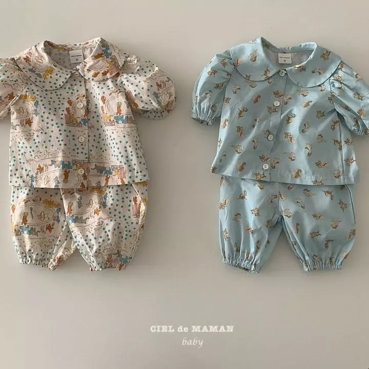 Ciel De Maman - Korean Baby Fashion - #onlinebabyshop - Dong Car Animal Top Bottom Set - 10