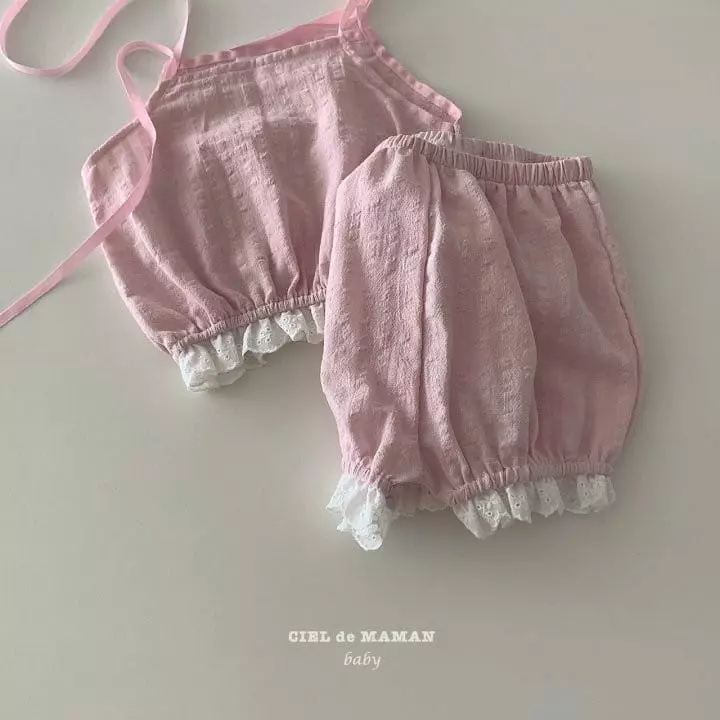 Ciel De Maman - Korean Baby Fashion - #onlinebabyshop - Balloon Lace Sleeveless Top Bottom Set - 9