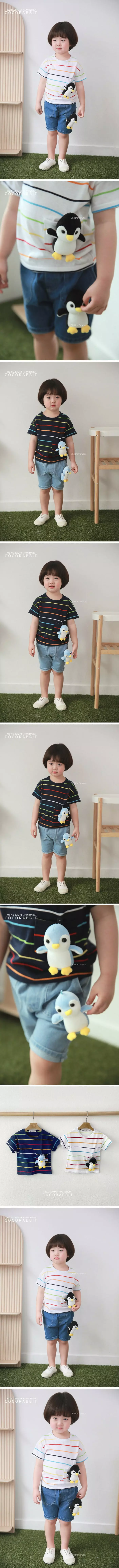 Coco Rabbit - Korean Children Fashion - #designkidswear - Stripes Penguin Doll Tee