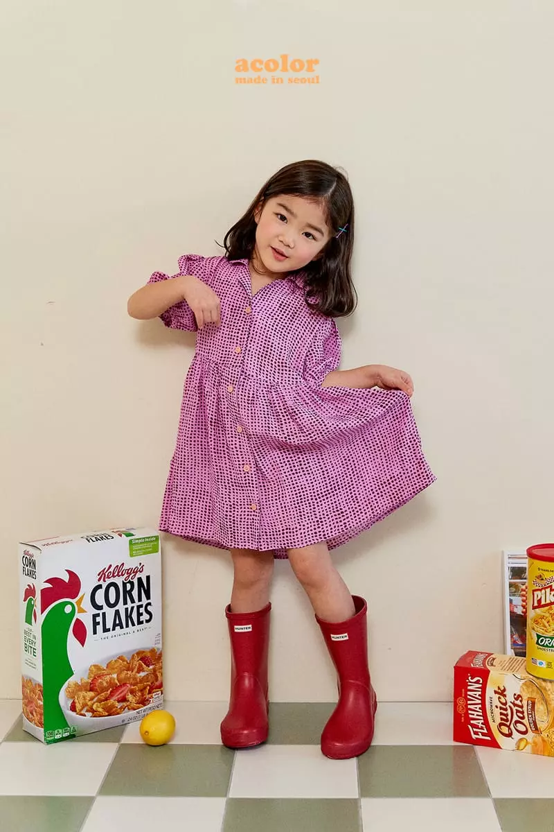 Color - Korean Children Fashion - #Kfashion4kids - Puff Shirring One-piece - 6