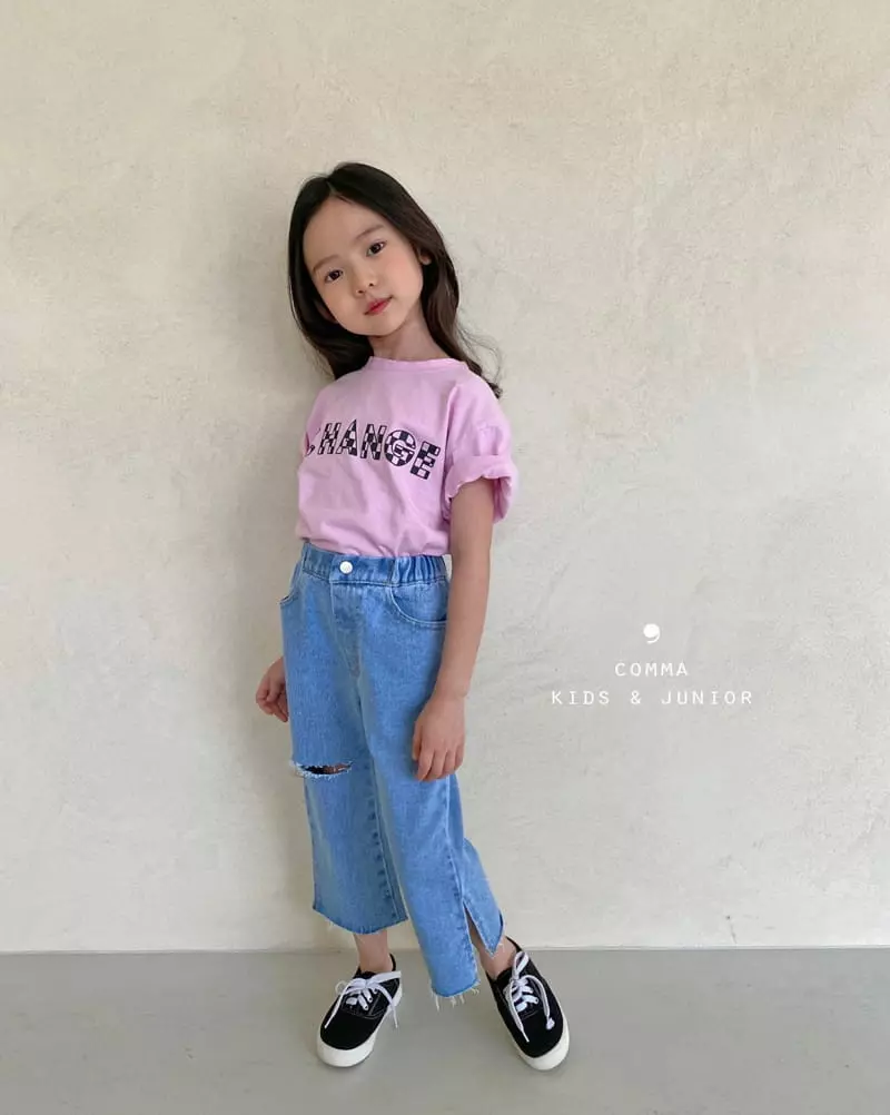 Comma - Korean Children Fashion - #kidzfashiontrend - Slit Capri Jeans - 4