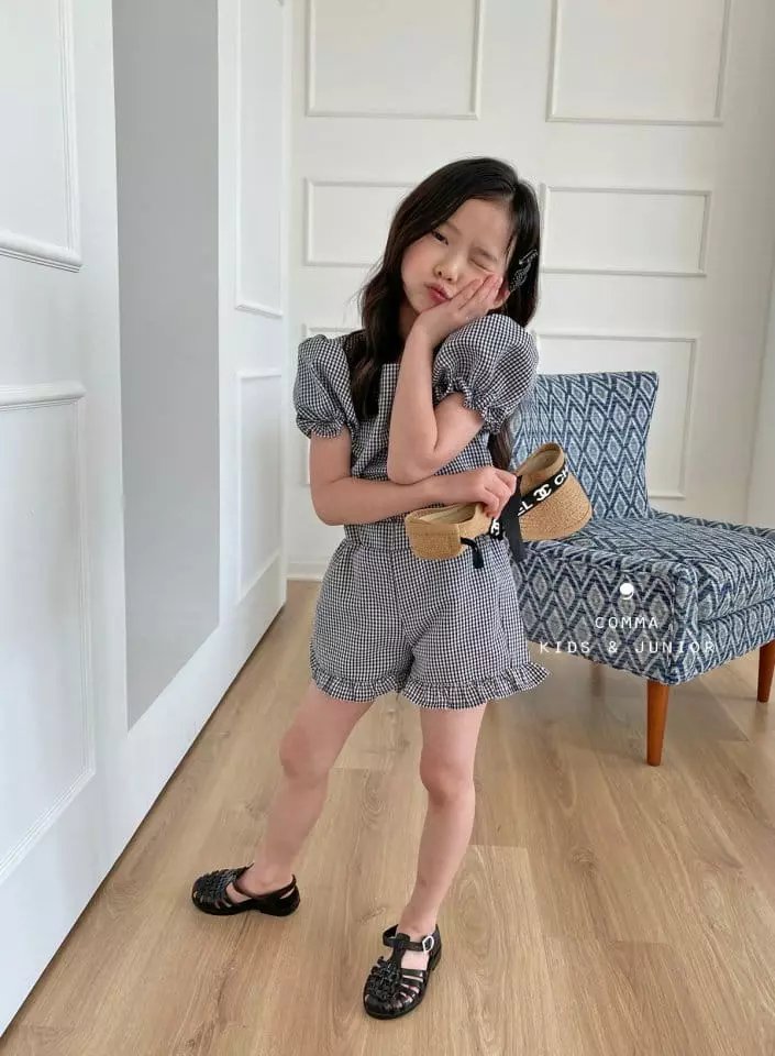 Comma - Korean Children Fashion - #Kfashion4kids - Check Celeb Top Bottom Set - 7