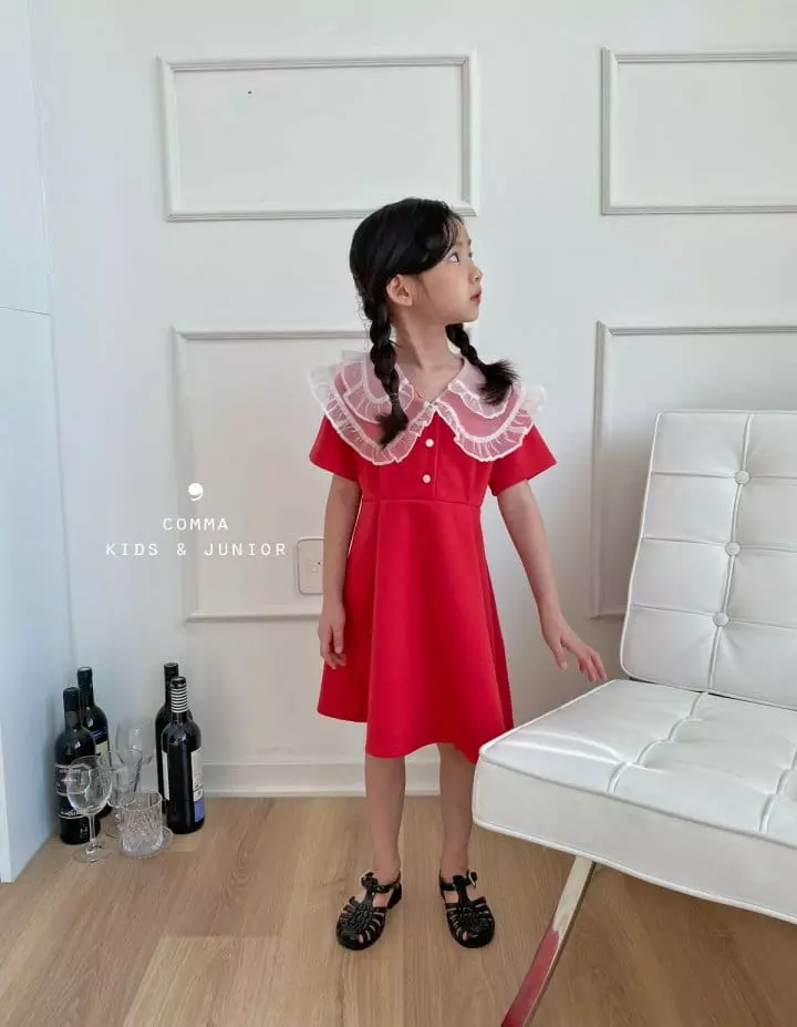 Comma - Korean Children Fashion - #prettylittlegirls - Mesh Collar One-piece - 4