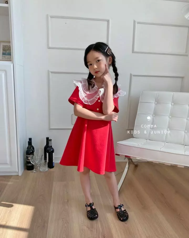 Comma - Korean Children Fashion - #childrensboutique - Mesh Collar One-piece - 6