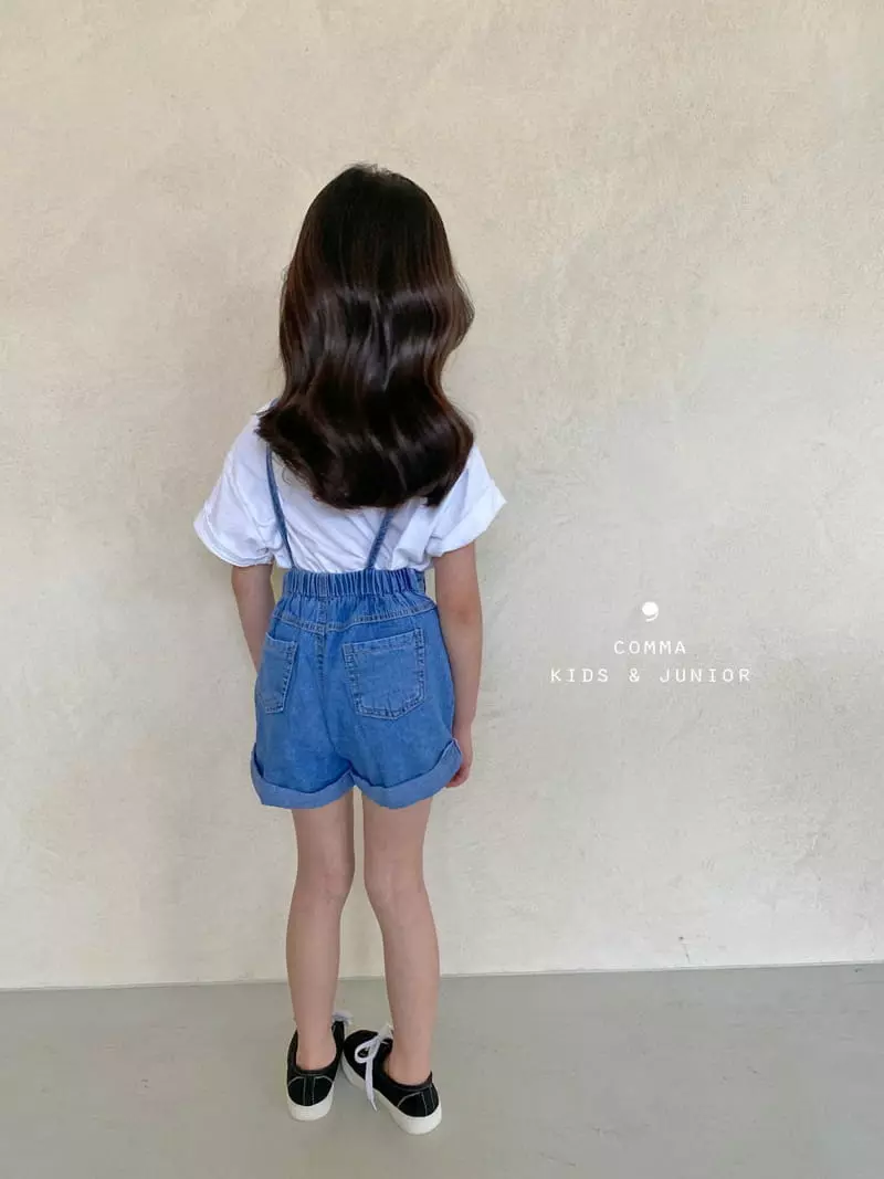 Comma - Korean Children Fashion - #childrensboutique - Denim Roll-up Dungarees Shorts - 8