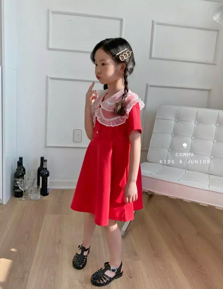 Comma - Korean Children Fashion - #designkidswear - Mesh Collar One-piece - 7