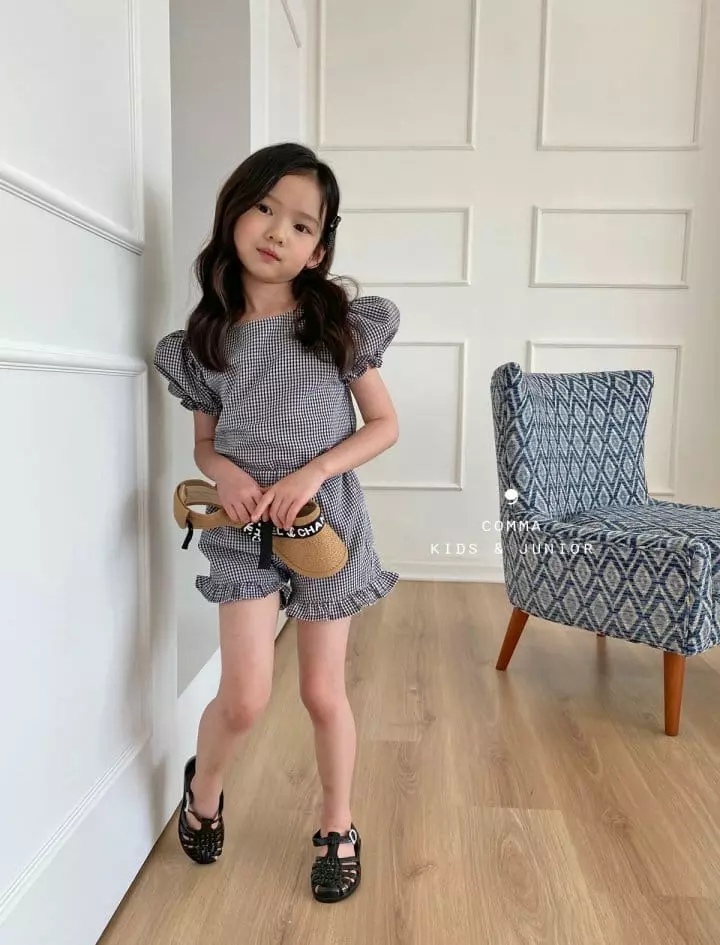 Comma - Korean Children Fashion - #designkidswear - Check Celeb Top Bottom Set