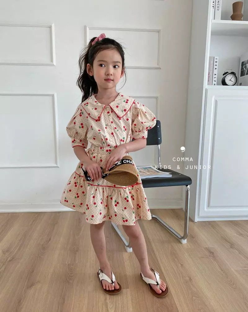 Comma - Korean Children Fashion - #designkidswear - Cherry Top Bottom Set