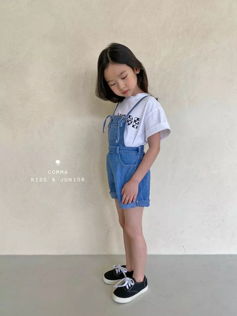Comma - Korean Children Fashion - #discoveringself - Denim Roll-up Dungarees Shorts - 10