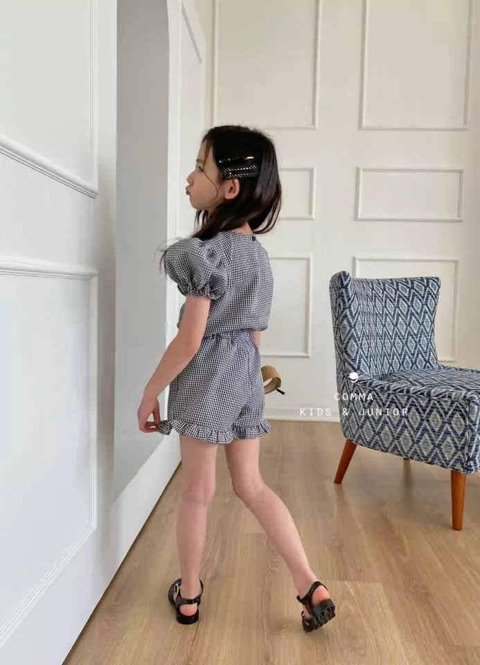 Comma - Korean Children Fashion - #discoveringself - Check Celeb Top Bottom Set - 2